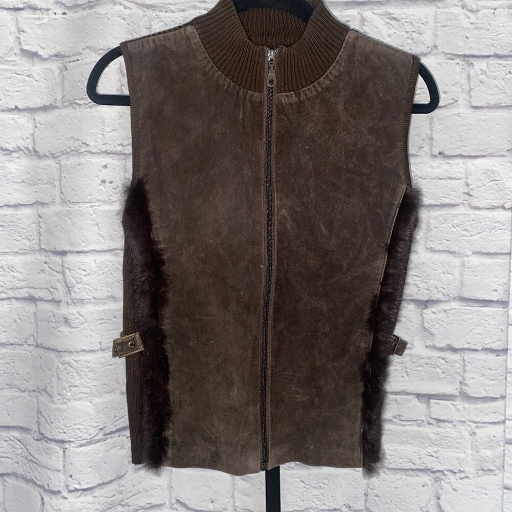 Chocolate Brown Suede / Fur Vest